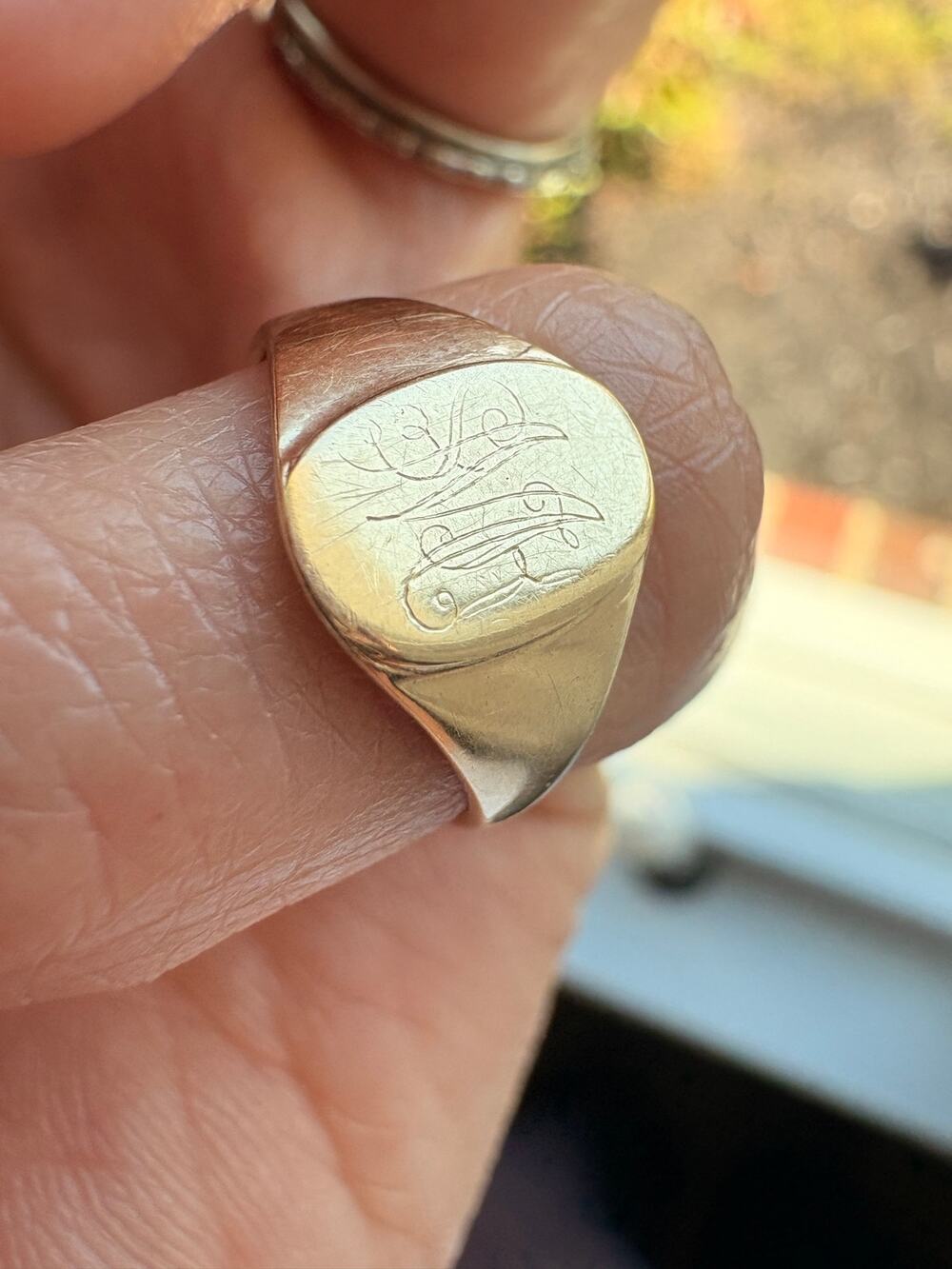 Vintage 10KP Solid Gold Monogram Signet Pinky Ring Size 3